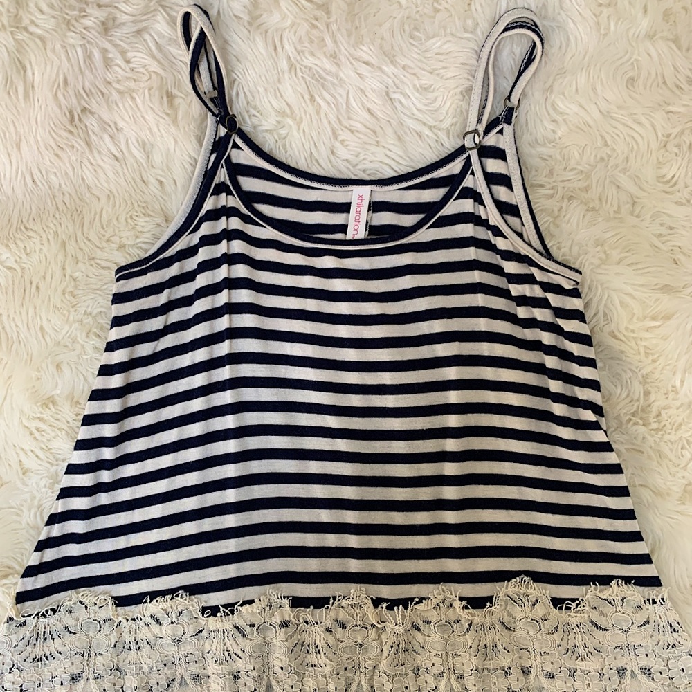 Striped and Lace Tank Top